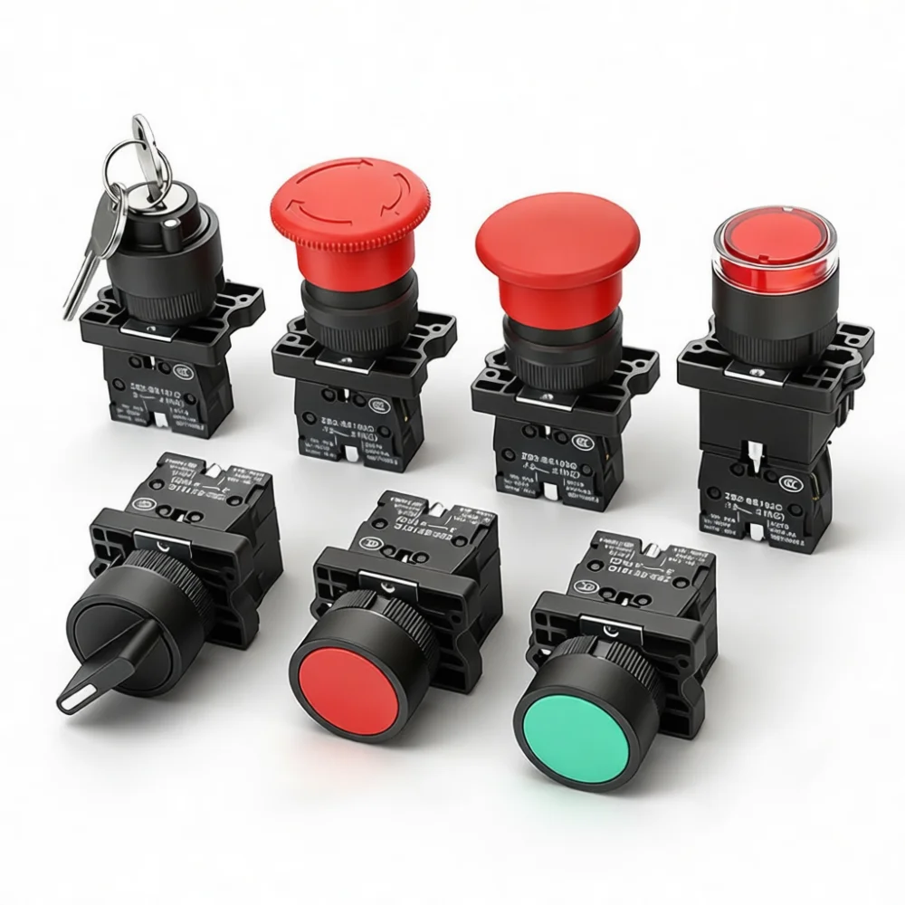 XB2 EA42 Momentary Flat Head Pushbutton Switch Automation Control Equipment Mushroom Emergency Stop Rotary Selector Switch