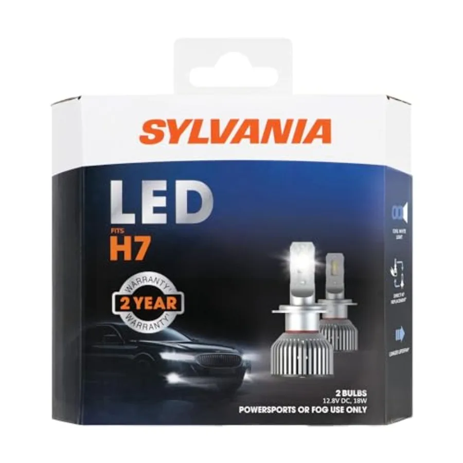 

H7 LED - Fog Lights For Cars and Trucks - Headlight Bulbs for Off Road Powersports - 6000k Cool White LED Light - Long-Lasting