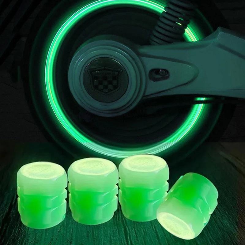 8Pcs Car Luminous Tire Valve Cap Motorcycle Bike Wheel Nozzle Night Glowing Fluorescent Decor Tyre Valve Stem Caps