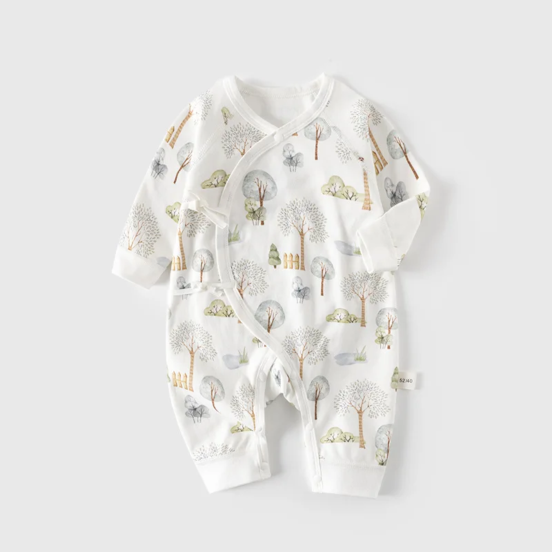 Neugeborenen-Strampler Herbst und Winter Reine Baumwolle Baby-Einteiler Nahtlose Kleidung Neugeborenen-Kleid Baby Frühling und Herbst Strampler