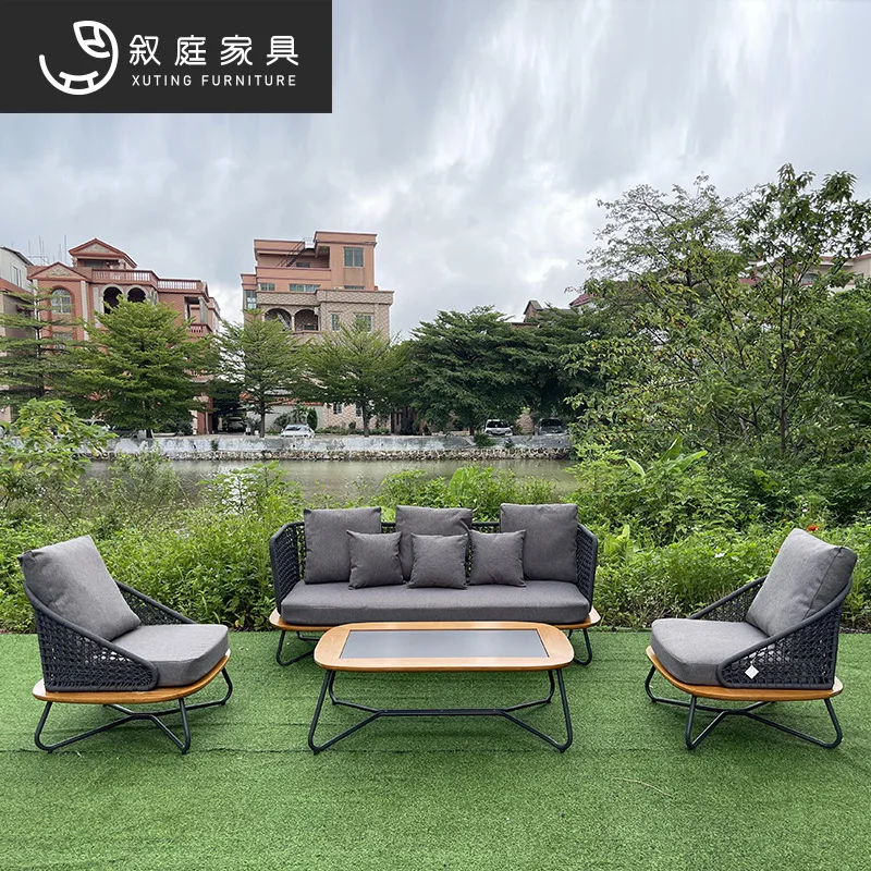 Outdoor courtyard leisure sofa villa balcony hand-made rope chair outdoor garden waterproof and sunscreen furniture