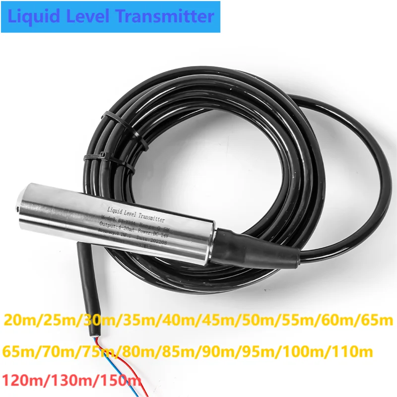 

80M 50M Liquid Level Transmitter for Deep Well 90M 100M Range Water Level Transducer 4-20mA 0-10V 0-3.3V Liquid Level Sensor 30M