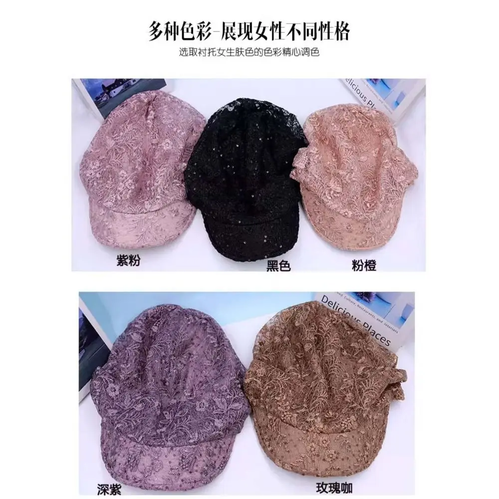 Ażurowa czapka beanie z kwiatowym haftem, oddychająca damska czapka baseballowa, codzienna czapka z daszkiem, turban, czapka beanie, czapka na jesień i lato