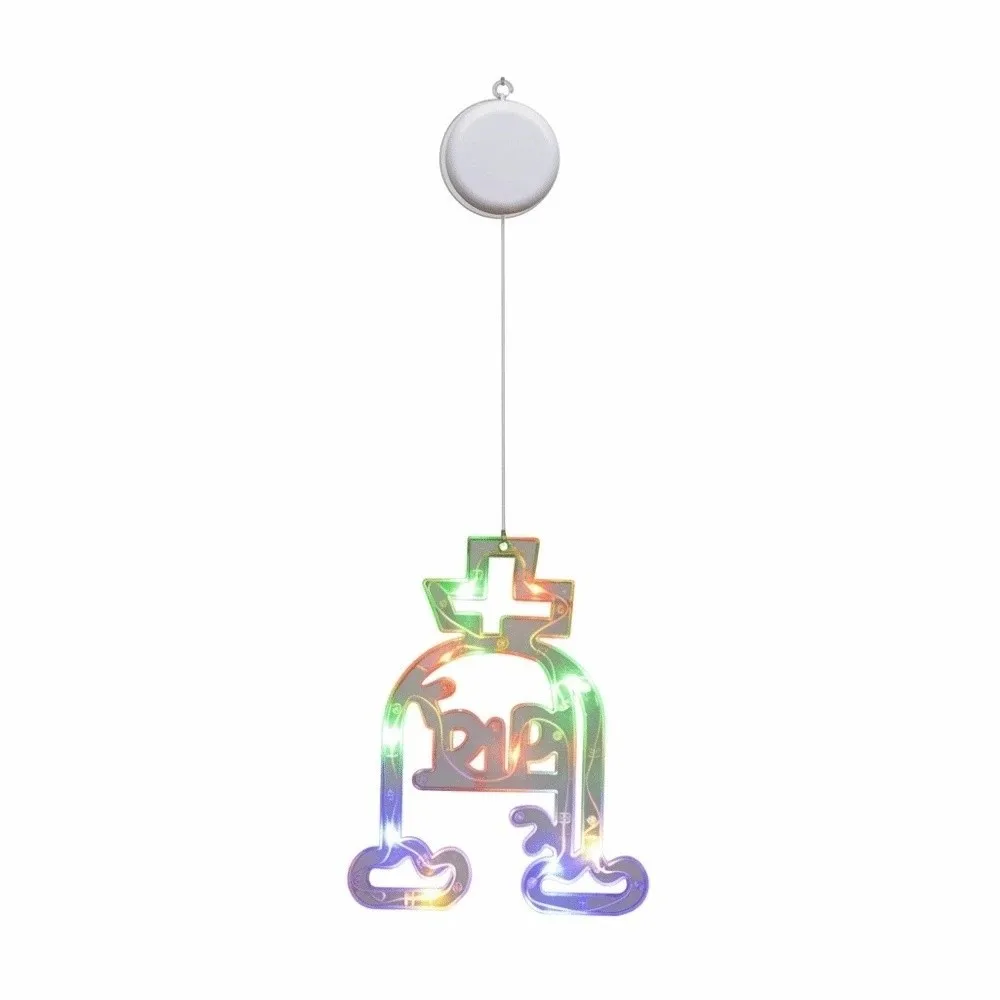 Battery-operated Halloween Suction Lights Plastic Transparent Window Silhouette Lamp Waterproof Removable LED Glass Pendant Shop