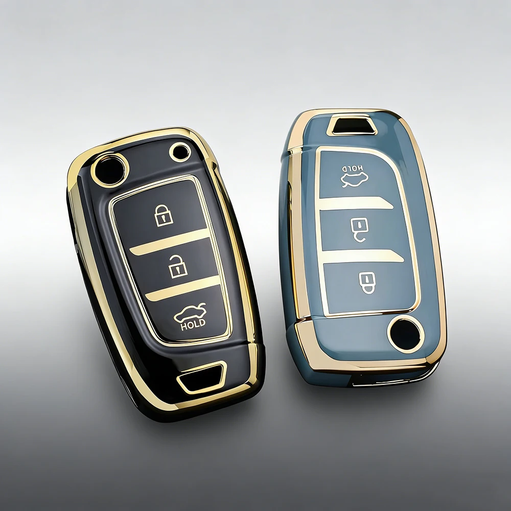 

Чехол-брелок для ключа с 3 кнопками для Hyundai Elantra, Avante, Azera, Santa Fe, Grandeur, Tucson, KONA, Genesis, из ТПУ