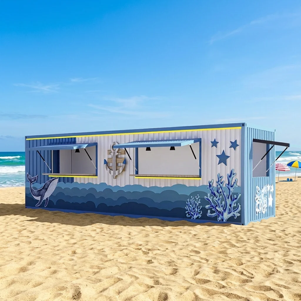 2026 20ft Modern Prefab Container Bar Mobile Coffee Shop Restaurant with Kitchen for Outdoor Beach Resort