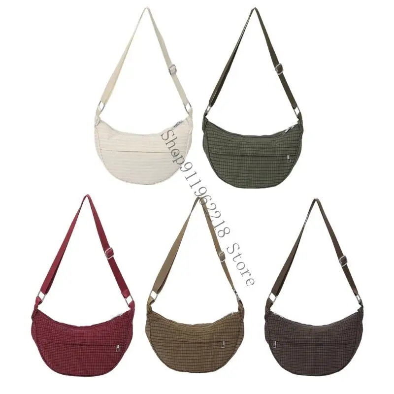 

Women Bag Retro Plaids Shoulder Bag Large Capacity Dumplings Bag 066F