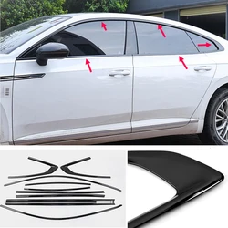 Car Accessories FIT For Volkswagen Arteon VW CC 2019-2023 stainless steel Black Car Window Sill Trim Molding Cover trim 10PC