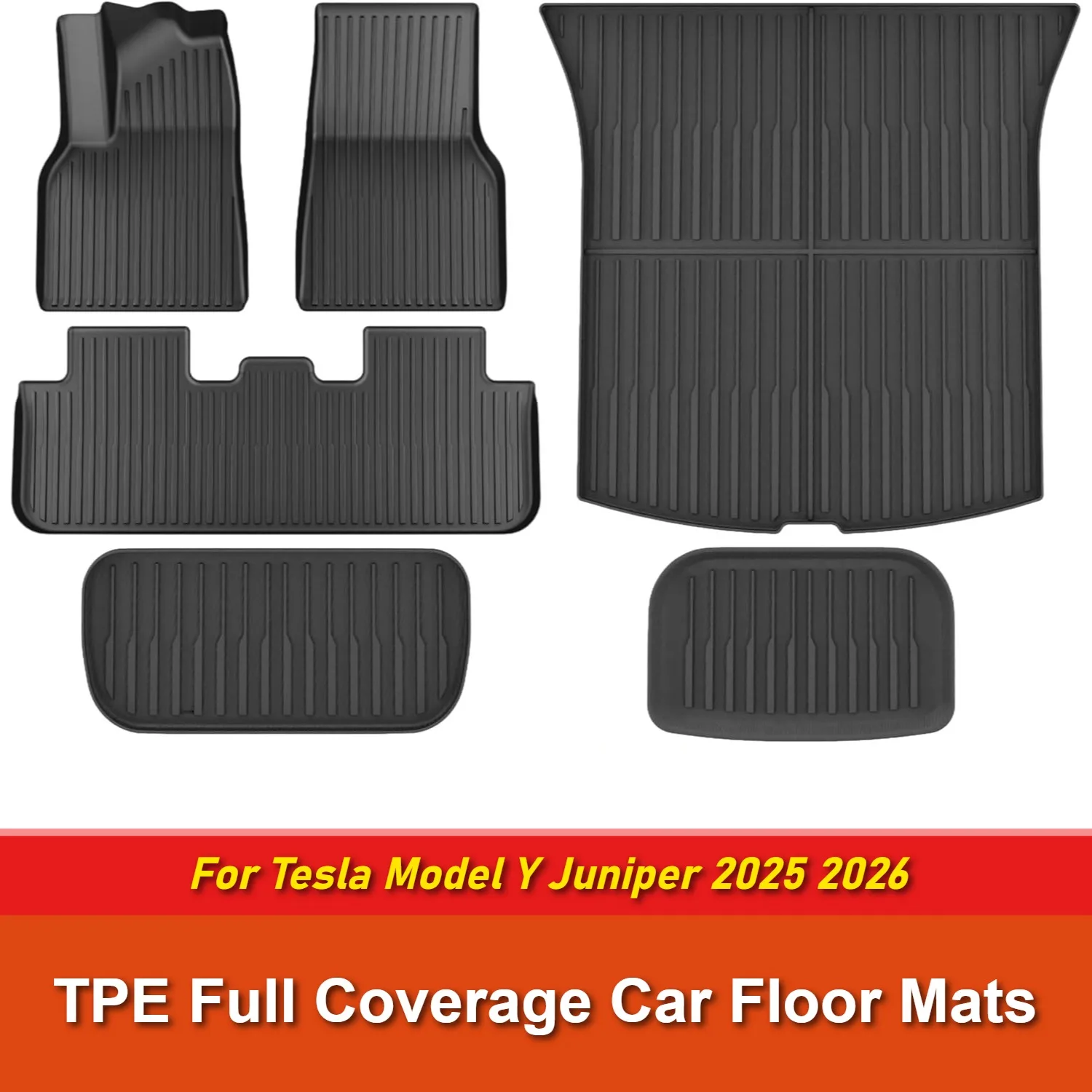 

TPE Full Coverage Floor Mats For Tesla Model Y Juniper 2025 2026 All Weather Trunk Liners Odorless Car Double Layer Foot Carpets