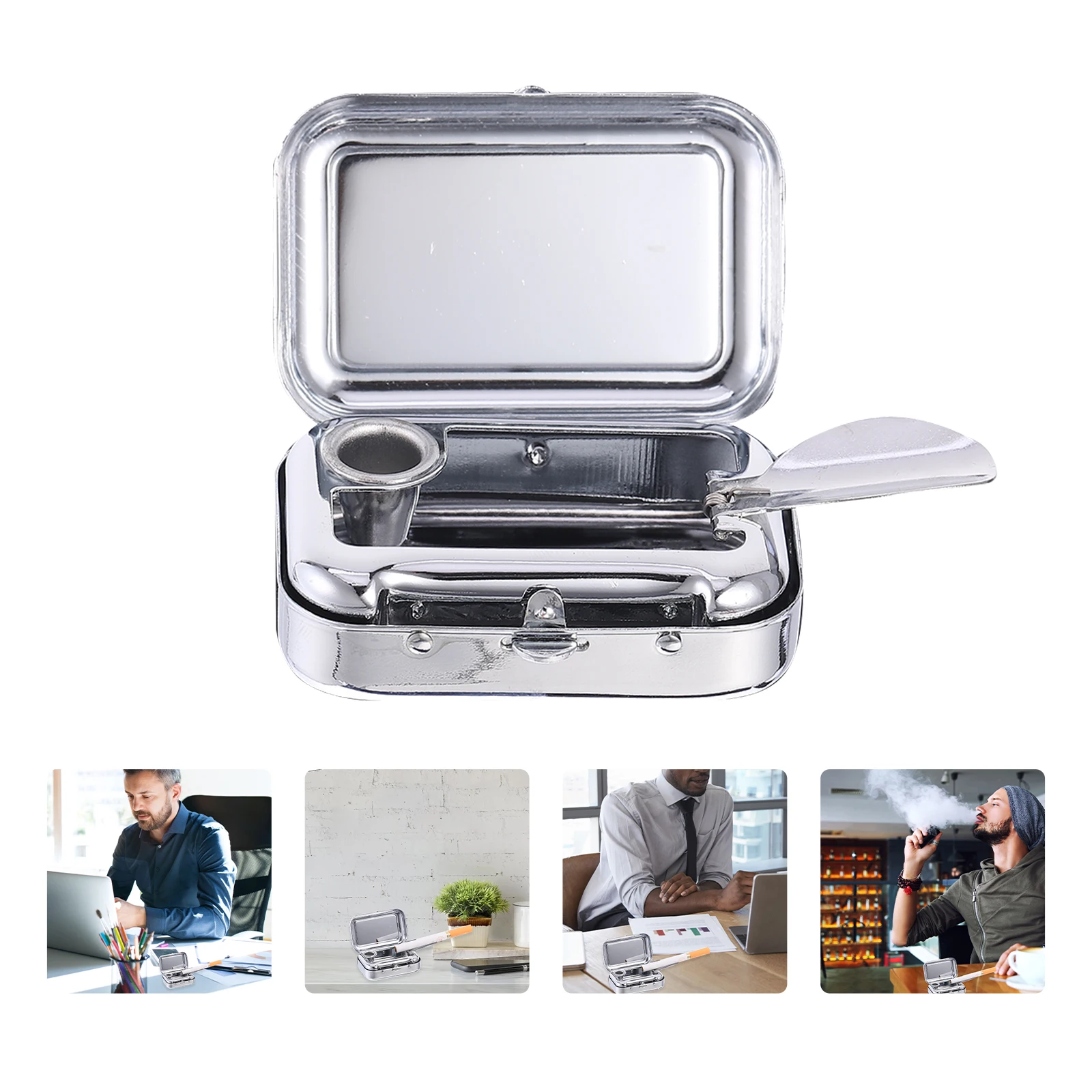 

Portable Ashtray House Cigarette Metal Rack Indoor Container Stainless