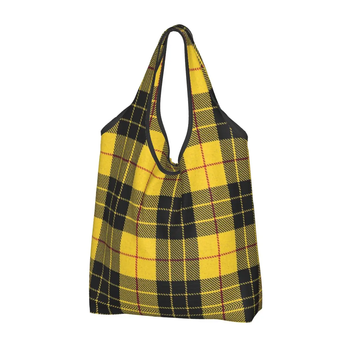 Clan MacLeod Tartan Plaid Groceries Shopping Bags Custom Shopper Tote Shoulder Bags Portable Geometric Gingham Handbag