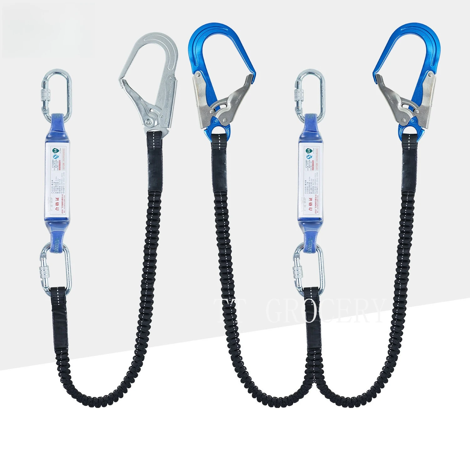 25KN High Altitude Work Safety Belt Rope Electrician Protective Rope with Buffer Bag Anti Fall Elastic Safety Rope