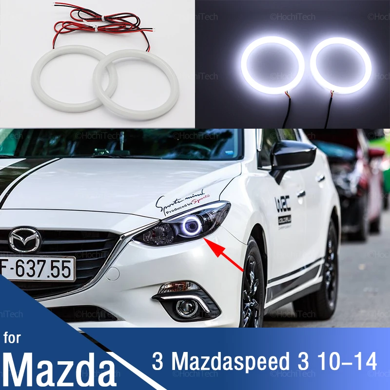 for Mazda 3 Mazdaspeed 3 2010-2017 Car Accessories Cotton Milk 6000K White light SMD LED Angel Eyes  ring Kit