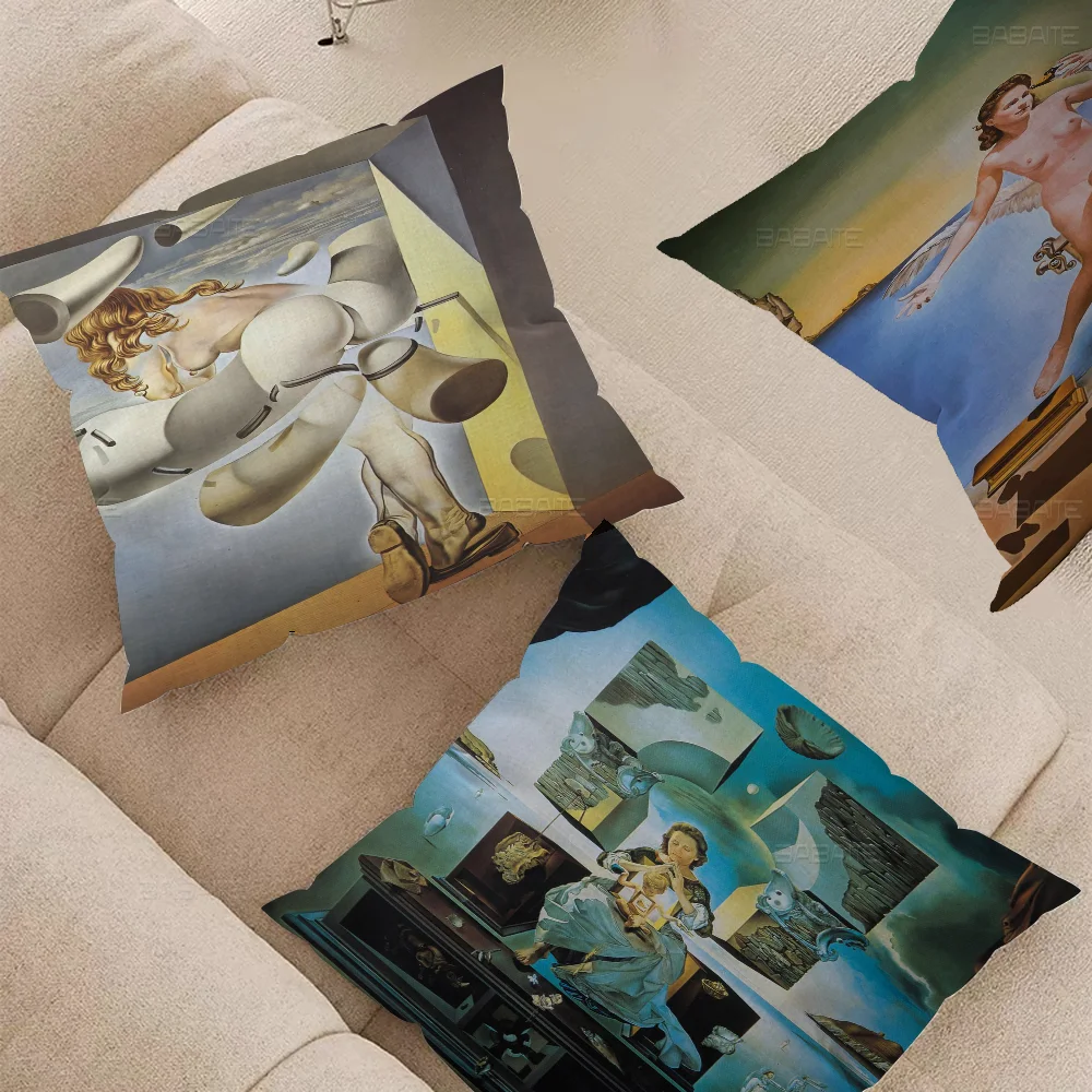 Famous Surrealism By Salvador Dali Stitch Lucky Dragon Pillow Cover Sofa Cushion Cover Home Room Decoration Children Gift