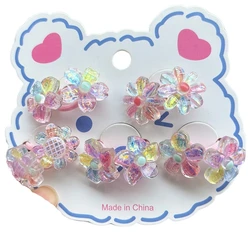 2PCS Cute Cut Colorful Flowers Kids Hairpins Children Headwear Baby Hair Clips Girl Hair Accessories Elastic Hair Bands