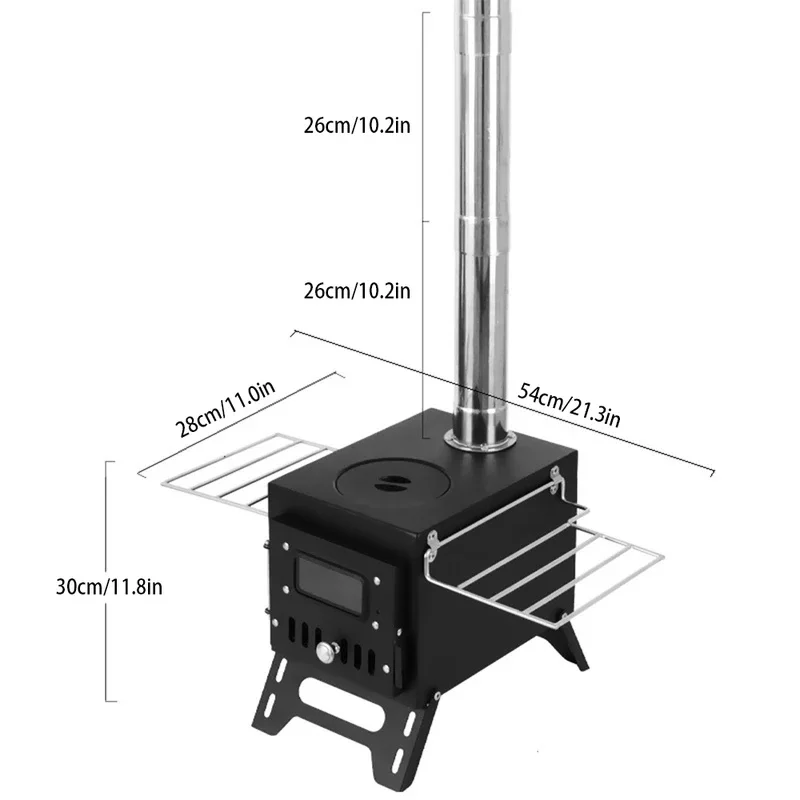 New Stainless Steel Outdoor Camping Wood-Burning Stove Foldable Firewood Burner with Tent Fire Window for Patio Heater