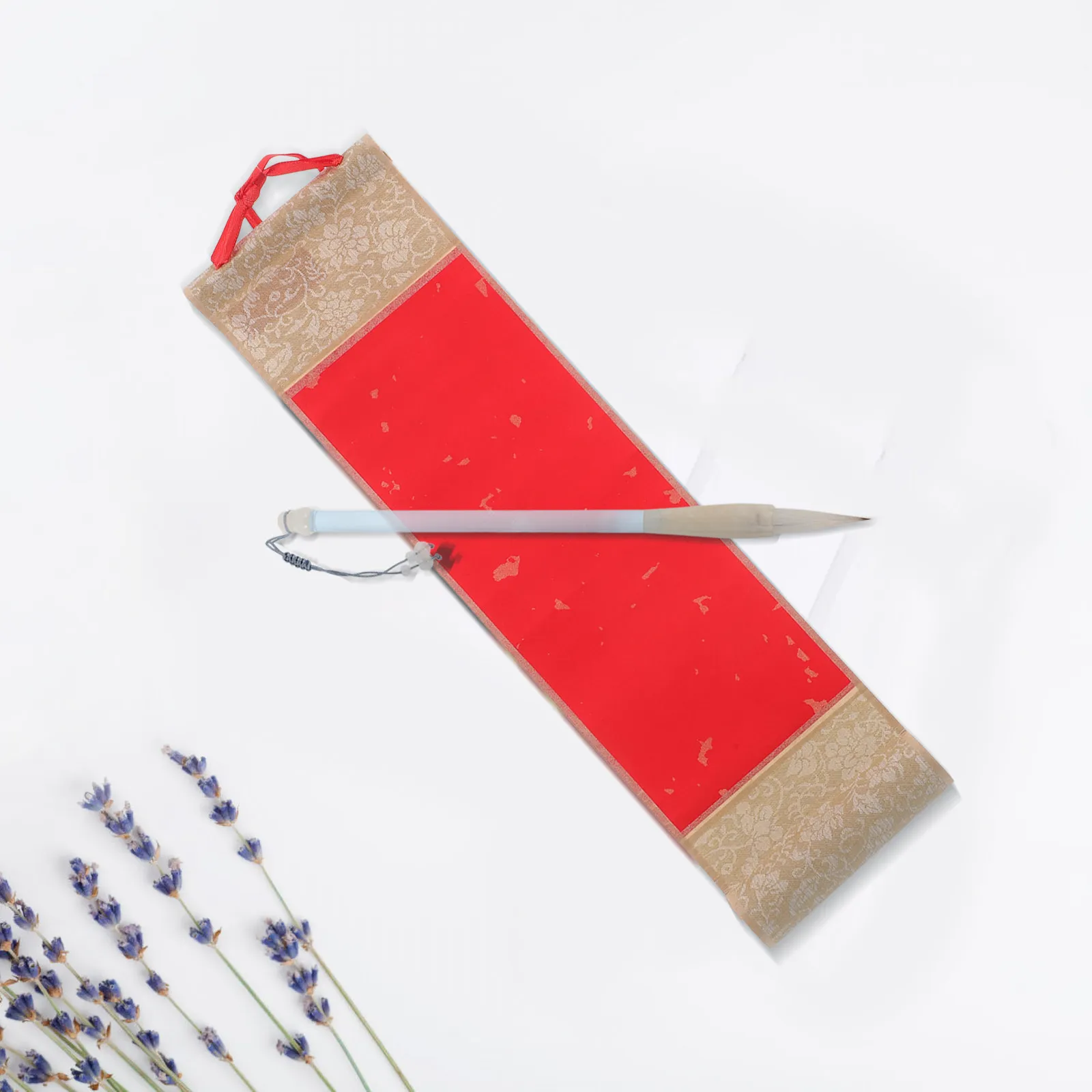 

Mini Gold Sprinkled Wax Dyed Xuan Paper Scroll Semi-Ripe Blank Hanging Calligraphy Painting Scroll for Office Use