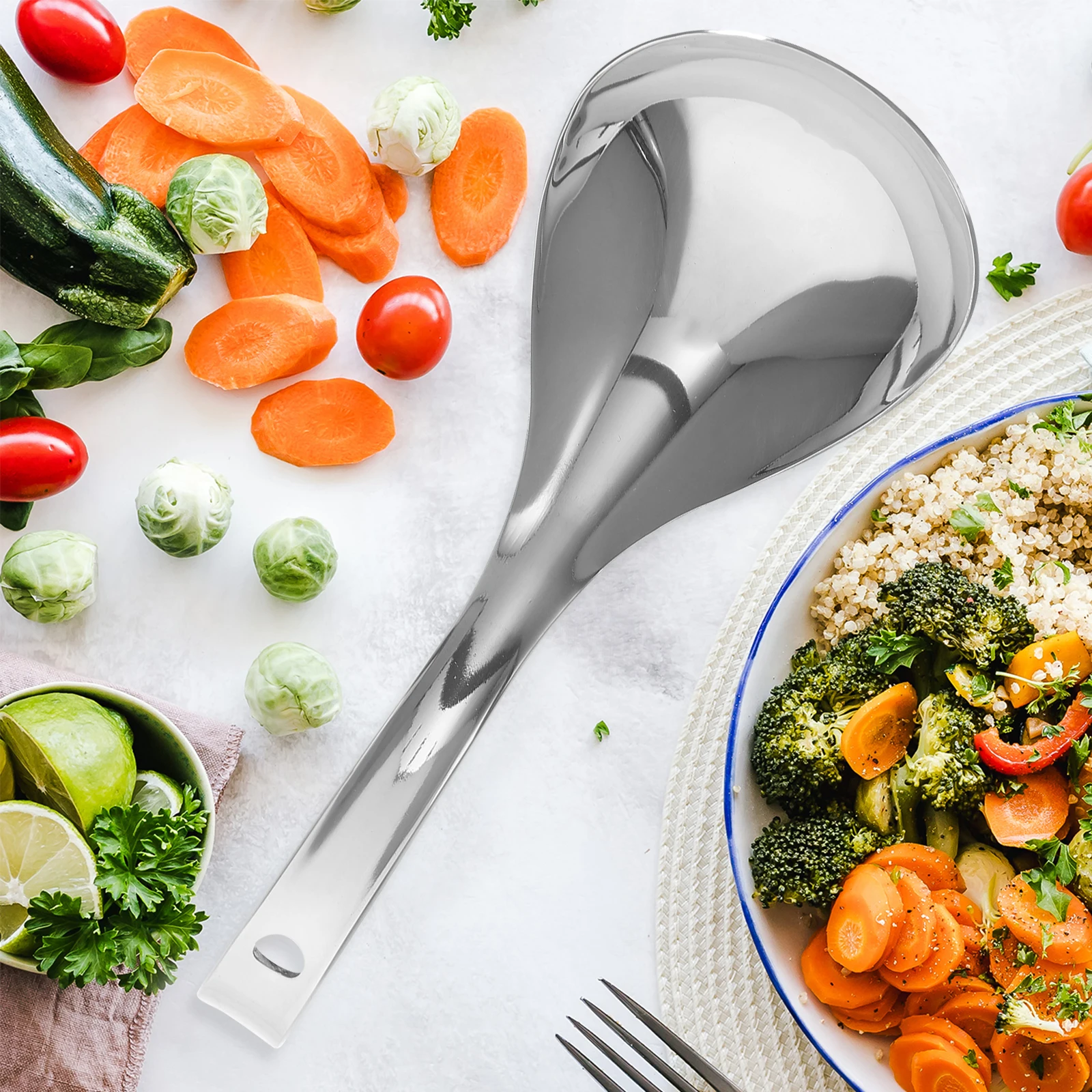 

Ложка из нержавеющей стали, сервировочный совок, износостойкие большие принадлежности, многоразовые, безопасные, компактные