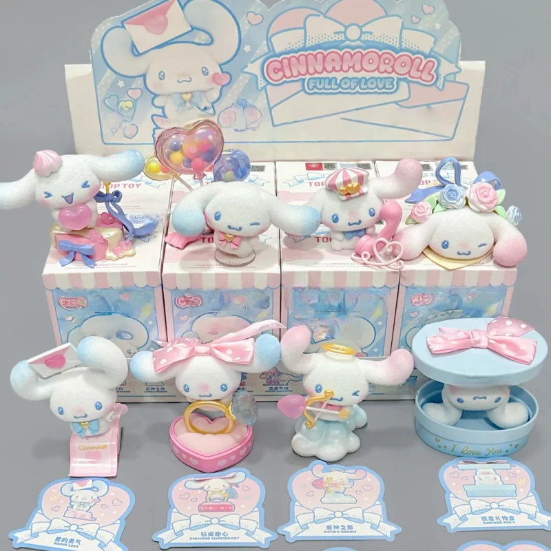 

New Authentic Cinnamoroll Full Of Love Series Blind Box Cute Flocked Figurine Desktop Ornament Decoration Cute Toy Peripherals