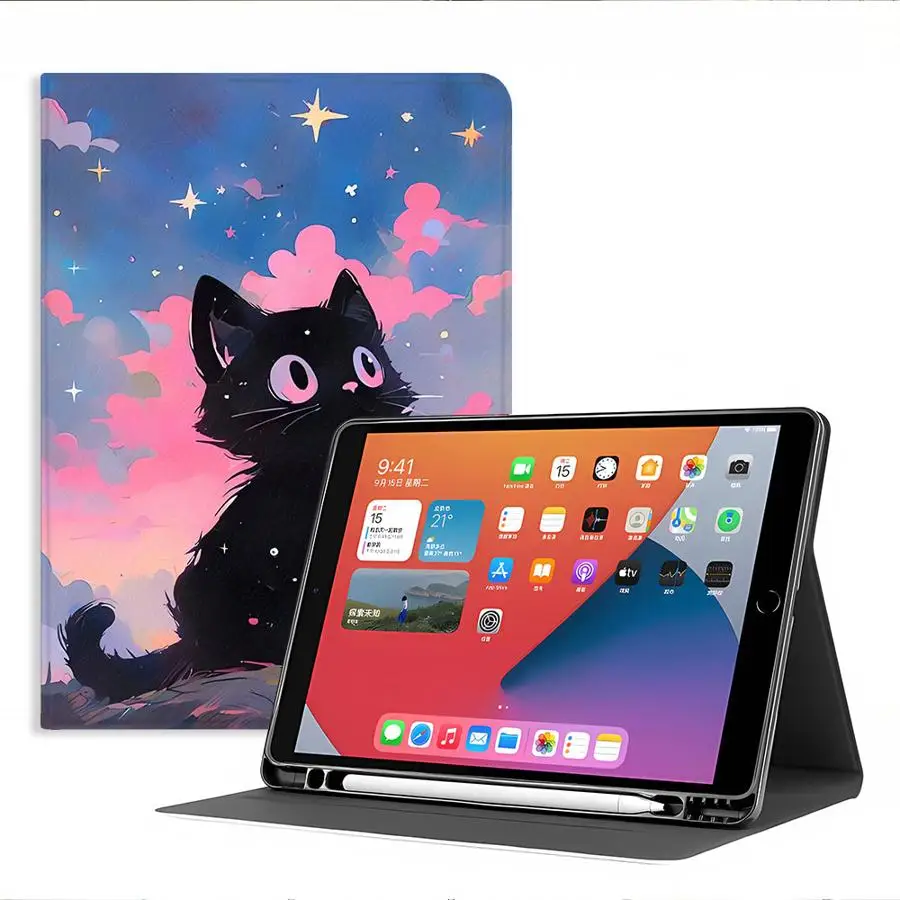 Sky Starry Night Cat Case for Samsung Galaxy Tab A9Plus S11 A7 Lite S10FE A8 S9+ S10 Lite A11 S10 Plus S7 S8+ S9 FE With Pencil - view 5