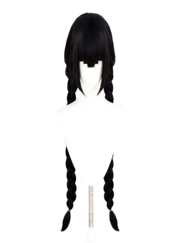 1 قطعة قزم فتاة سوداء طويلة مستقيمة شعر مستعار كوس #5