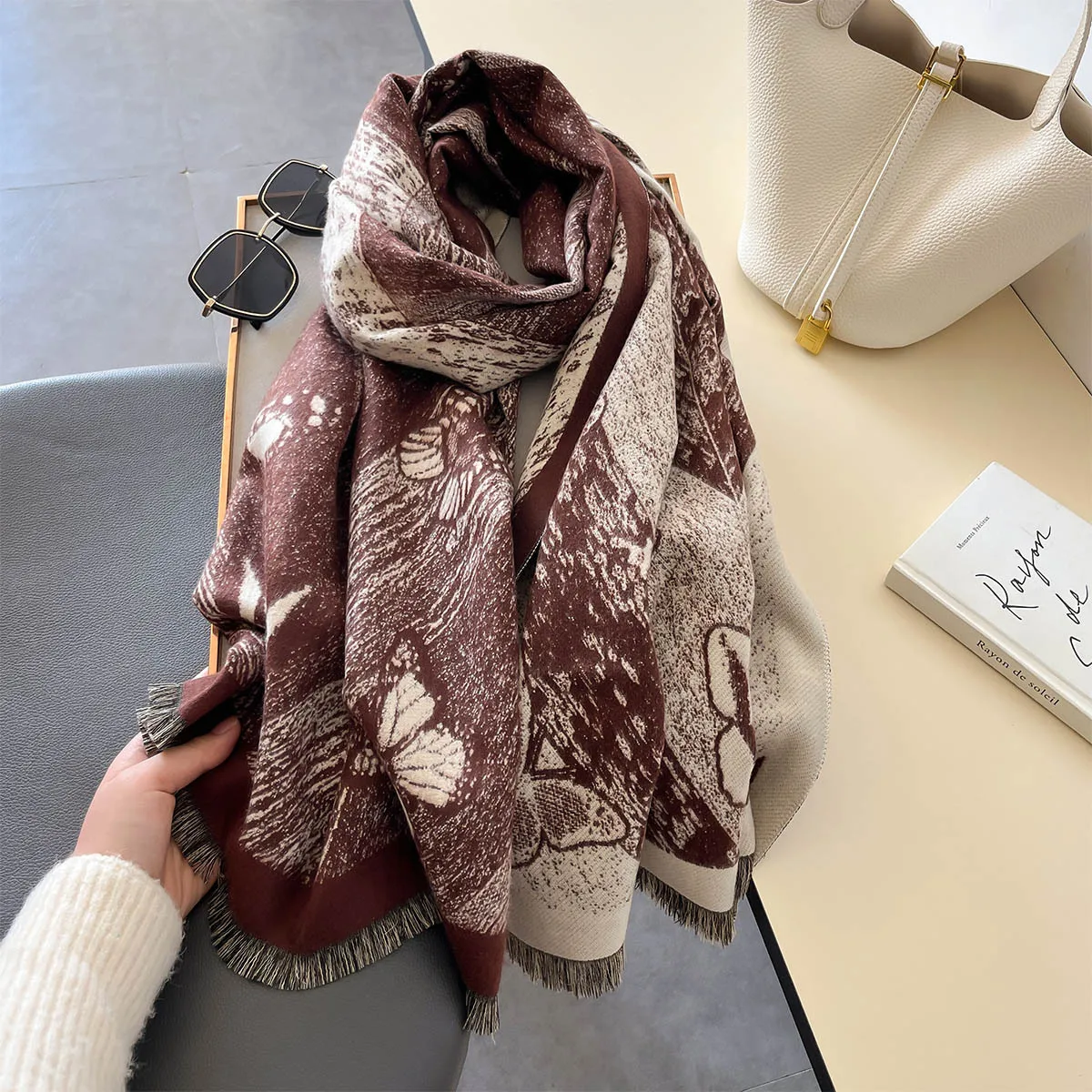 Winter Scarf Women 2024 New Cashmere Shawls Lady Wraps Thick Warm Blanket Female Bufanda Echarpe Poncho
