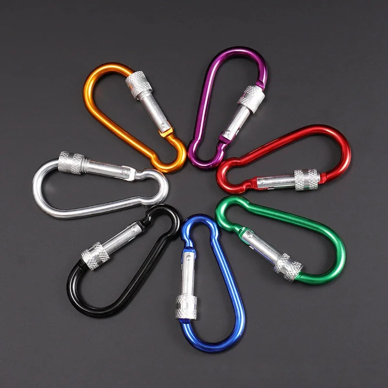 5/10pcs Multi-color Lockable Gourd-Shaped Aluminum Carabiner Backpack Quick Hook Water Bottle Clip Outdoor Camping Hiking Gear