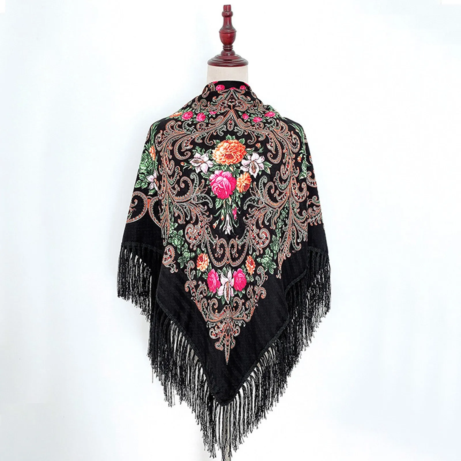 Ladies Fringed National Scarves Shawls Retro Floral Pattern Headscarf Wraps Women Russian Scarf Square Blanket Shawl Шарф