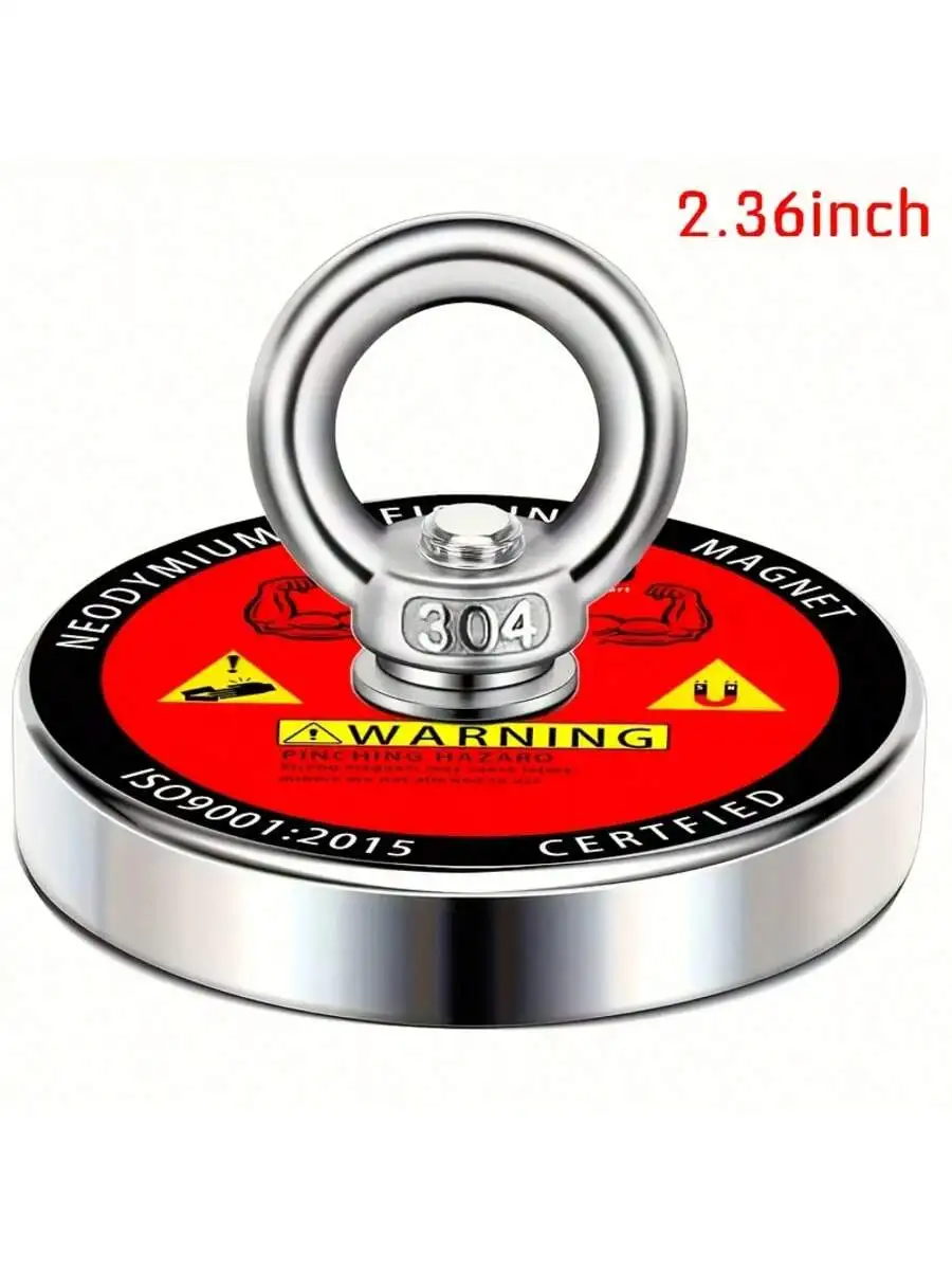 

1 шт., 300 фунтов, неодимовые рыболовные магниты с тяговой силой, диаметр 2,36 дюйма (60 мм), подходят для речной и магнитной рыбалки