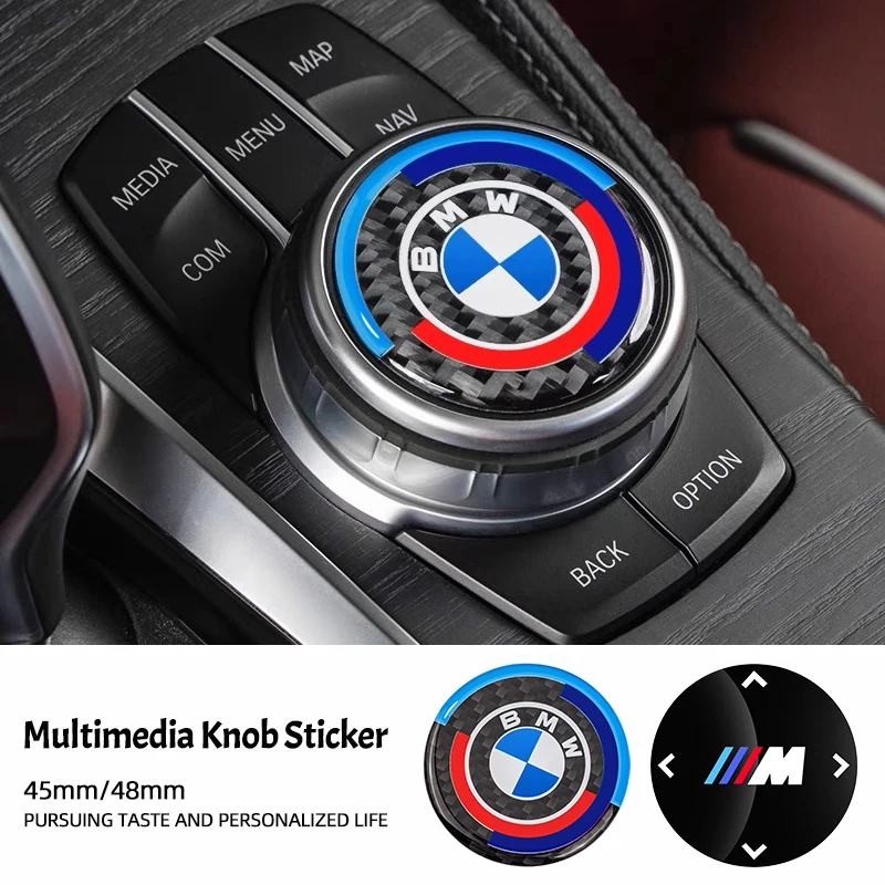 Car Emblem Multimedia Knob Sticker Decal Decoration For BMW G20 G30 F10 F40 F44 F34 F30 G01 G02 G05 G06 G07 F25 F26 F07 F15 F16