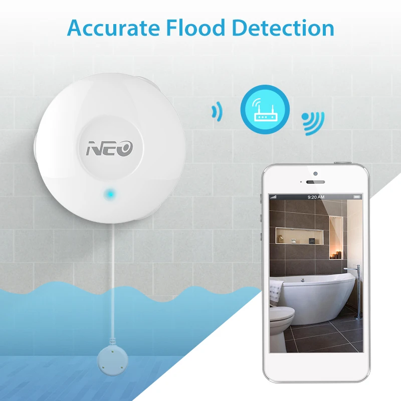 Smart Home Lightweight Flood Detection Compact Sensitive Water Flood Leakage Sensor Z Wave Plus High Quality Simple Water Sensor