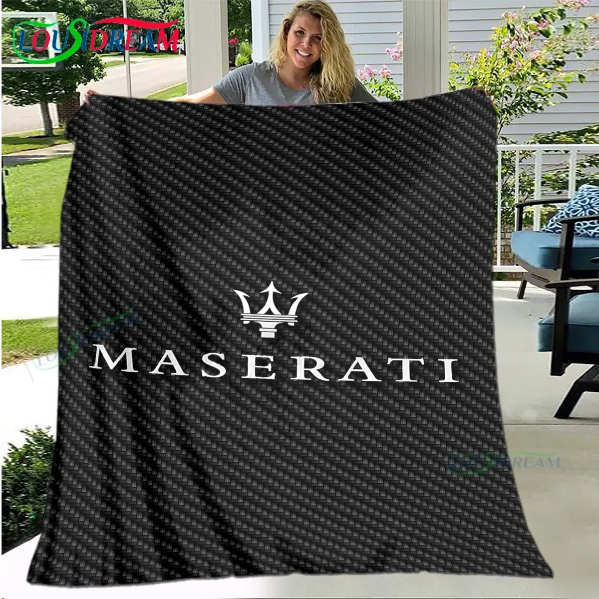 

Fashion M-Maserati Printed Four Season Blanket Sofa Cover Travel Bed Plush Office Break Blanket Birthday Gift Picnic Blanket