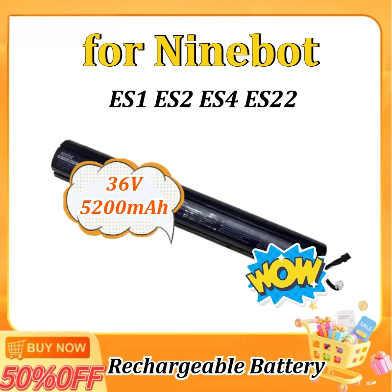 

36V 5200mAh for Ninebot ES1 ES2 ES4 ES22 18650 Lithium Battery for Xiaomi Scooter Battery Built-in Rechargeable Battery