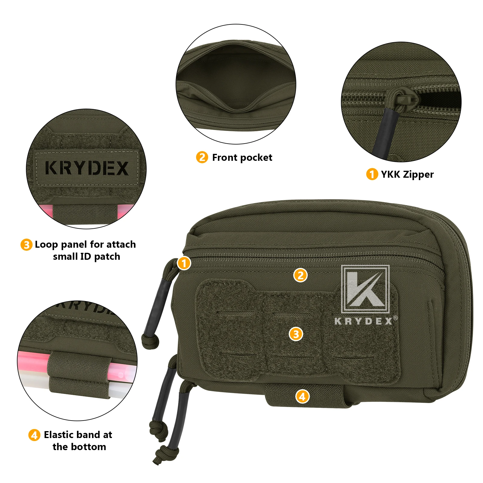 KRYDEX Tactical Admin Front Pocket Pouch Chest Bag MOLLE Utility Tool Pouch for Vest and Chest Rig Camping Outdoor Accessories