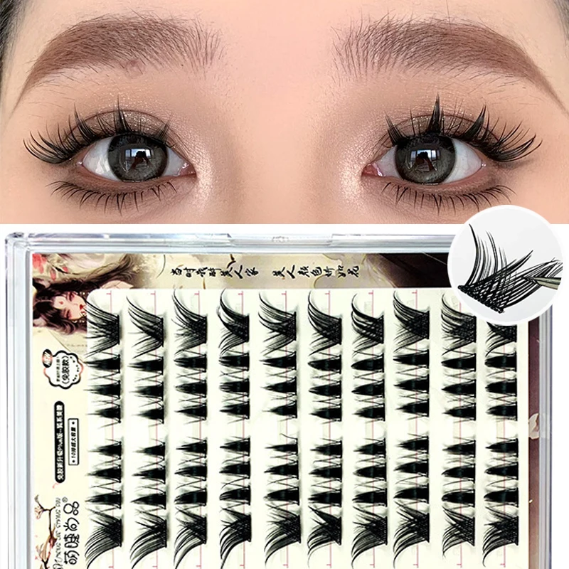 

10Rows Glue-free Self-adhesive False Eyelashes Winged Thick Fluffy DIY Comic Fox Eyes Effect Mix Reusable Lashes Extension