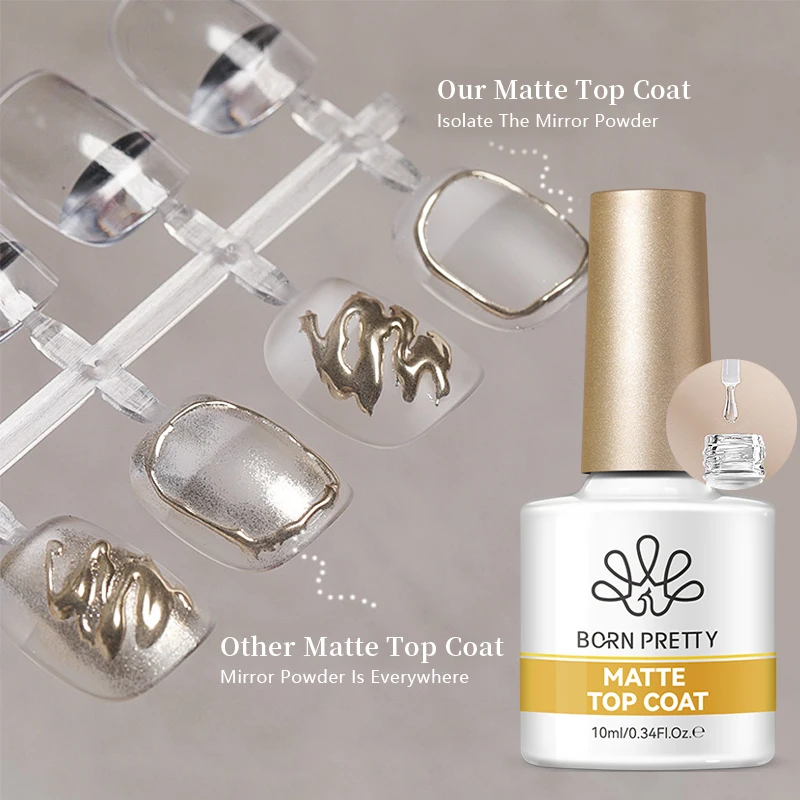 BORN PRETTY 10ml Mattierender Top Coat Puderresistenter Anti-Kleber Maniküre-Gel Semi-Permanent Abziehbarer Gel-Nagellack Dekorationswerkzeuge
