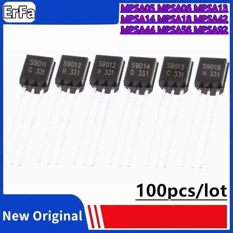 100pcs MPSA05 MPSA06 MPSA13 MPSA14 MPSA18 MPSA42 MPSA44 MPSA56 MPSA92 TO-92 Triode