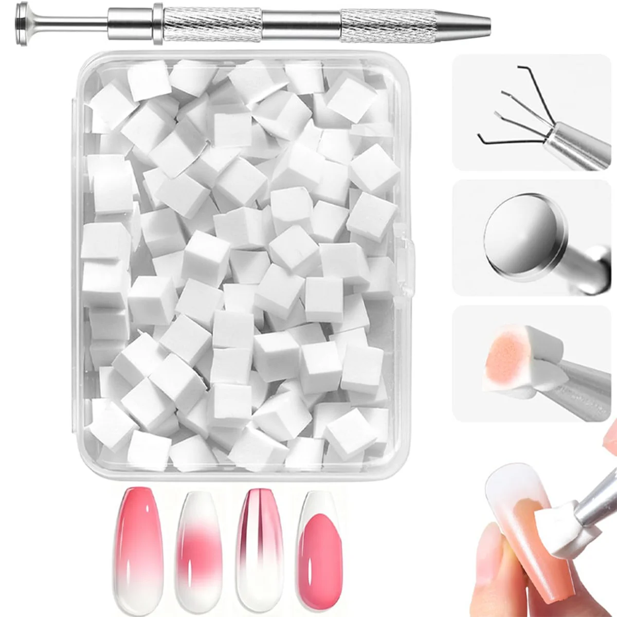 Kit de Esponjas para Degradê de Unhas com Caneta Aplicadora, Ferramentas de Esponja Macia para Manicure Ombre para Iniciantes e Técnicos de Unhas, Ferramentas de Beleza para Manicure