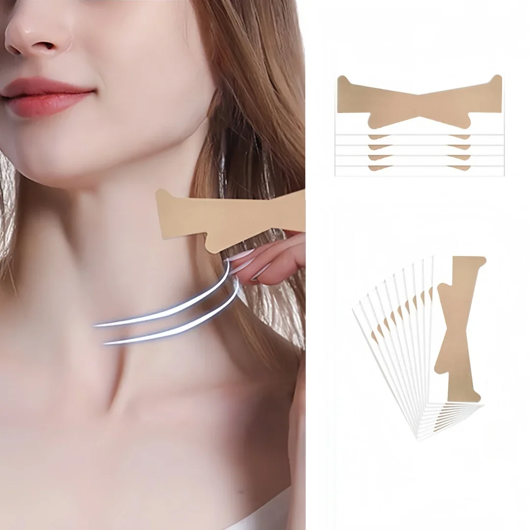 10PCS Neck Wrinkle Patches Ultra Thin Pulling Loose Skin Improve Fine Lines High Elastic Neck Strips Instant Neck Firm Tape