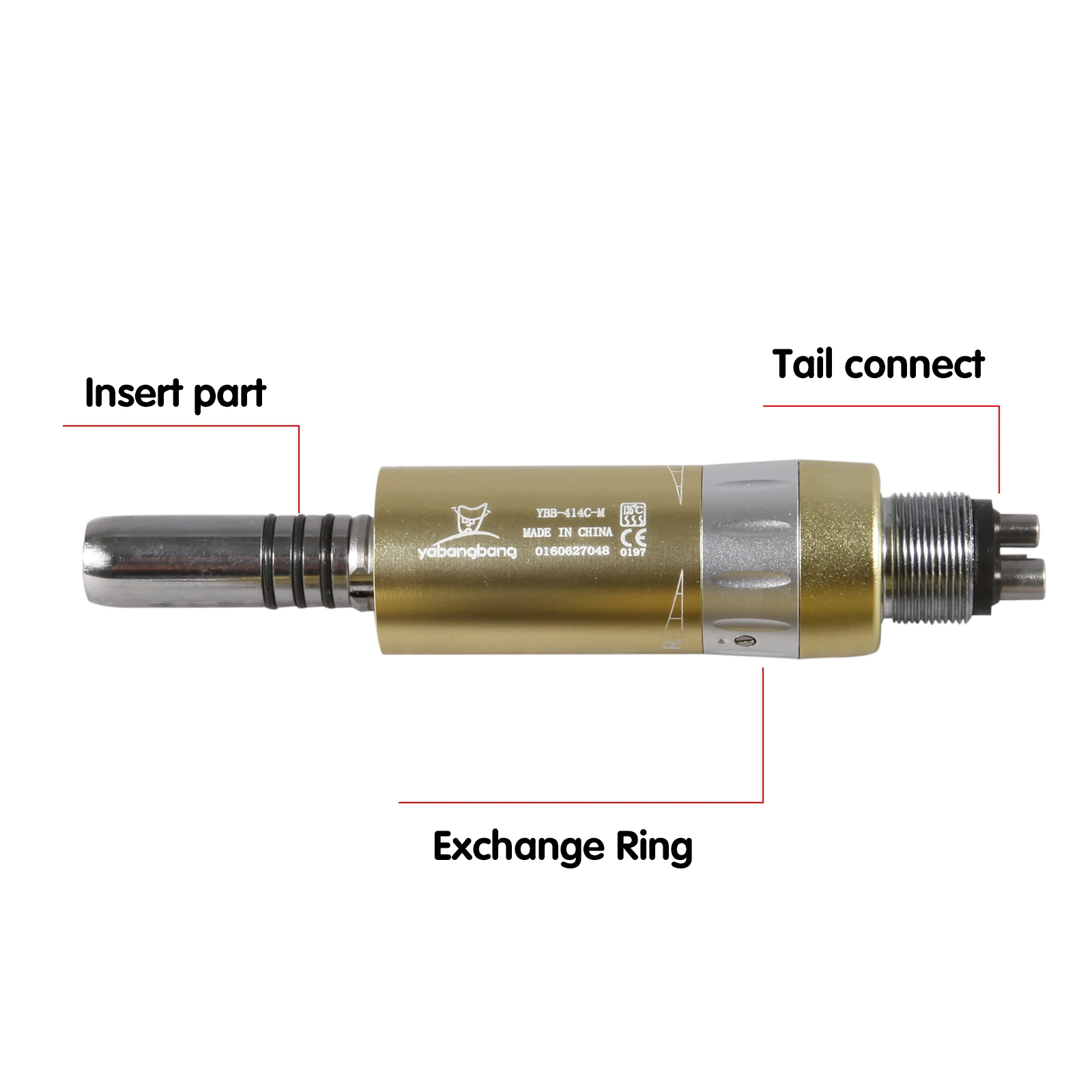 Dental Slow Low Speed Air Motor Handpiece 4H Connector Inner Water Air Motor YH4(golden)