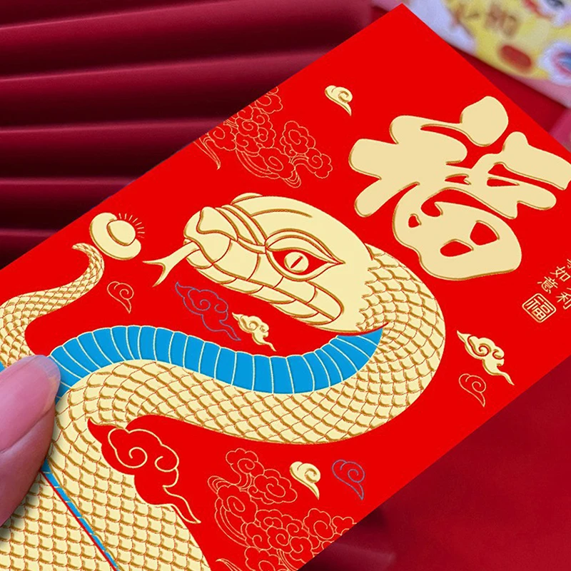 6Pcs 2025 Snake Year Red Envelope Cartoon Cute Spring Festival Red Envelope Chinese New Year Red Envelopes Creative Gifts