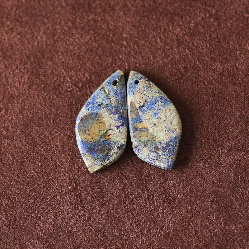 

Бусины для сережек ручной работы из натурального драгоценного камня синего азурита 28x13x4 мм 3 г, принадлежности для изготовления ювелирных изделий и рукоделия