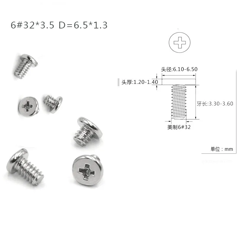 30-50pcs Cm 6#-32*3.5 Phillips Flat Head Ni-plated Set Screw For Computer Case Hard Disk Unc