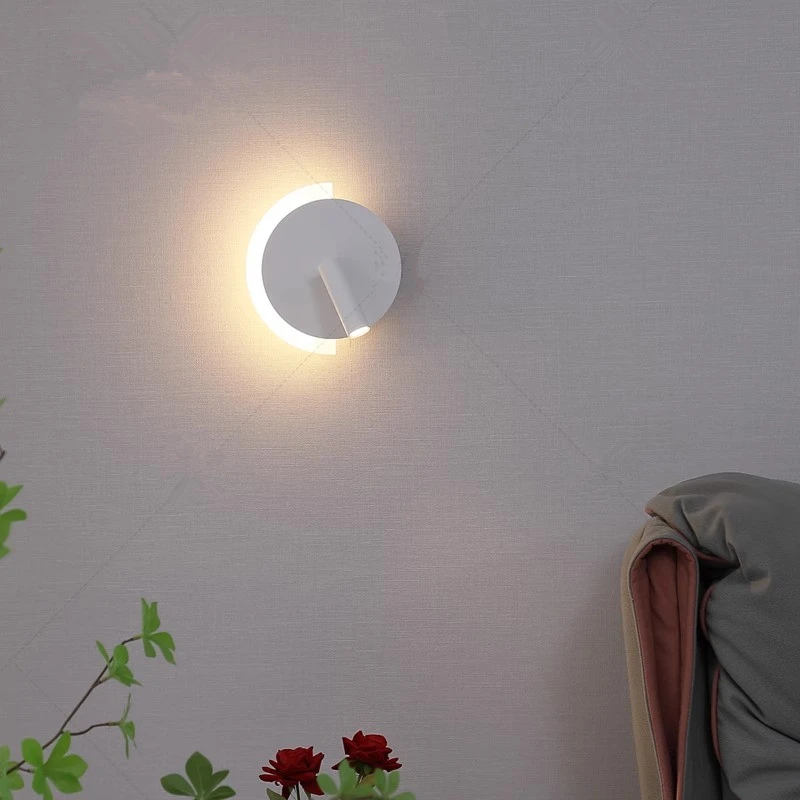 Modern Minimalist Wall Lamp Bedroom Bedside Lamp with Spotlight Home Master Bedroom with Switch Hotel Guest Room Wall Lamp