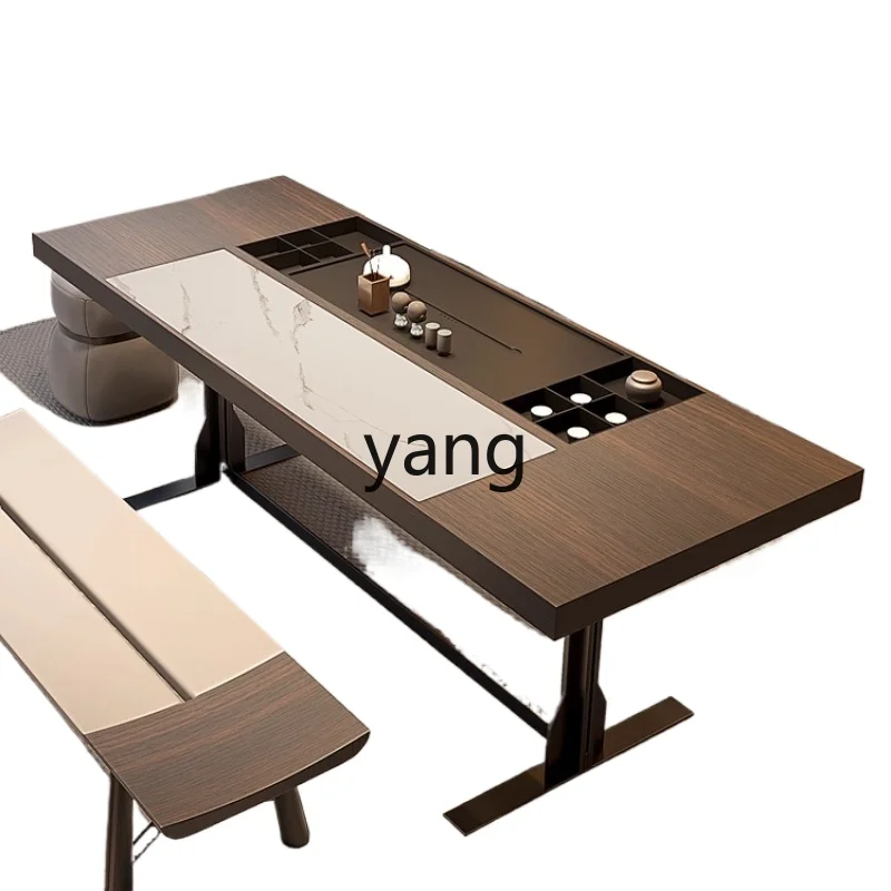 LTT light luxury minimalist tea table and chair combination high-end sense antique household solid wood modern tea table