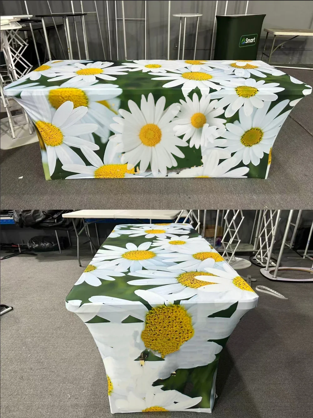 Exhibition Custom Spandex Tablecloths Logos Fitted Stretch Table Covers Booths Personalized Vendor Event Product Displays
