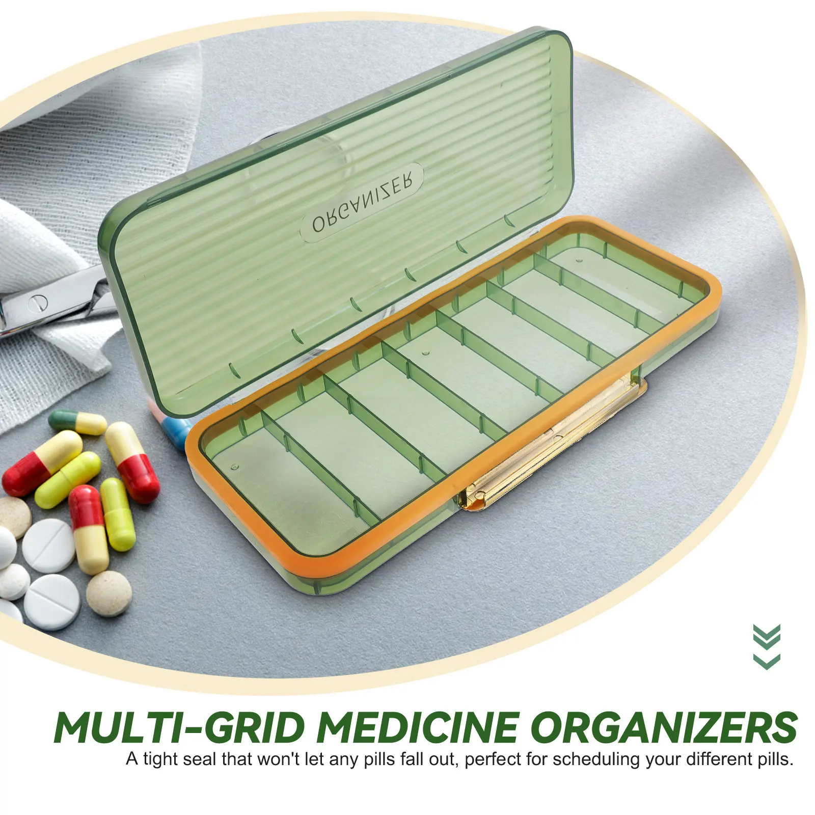 

1Set Portable Pill Organizer Multi-Grid Medicine Case Compact Travel Vitamin Box Detachable Wear-Resistant Daily Weekly Medicine