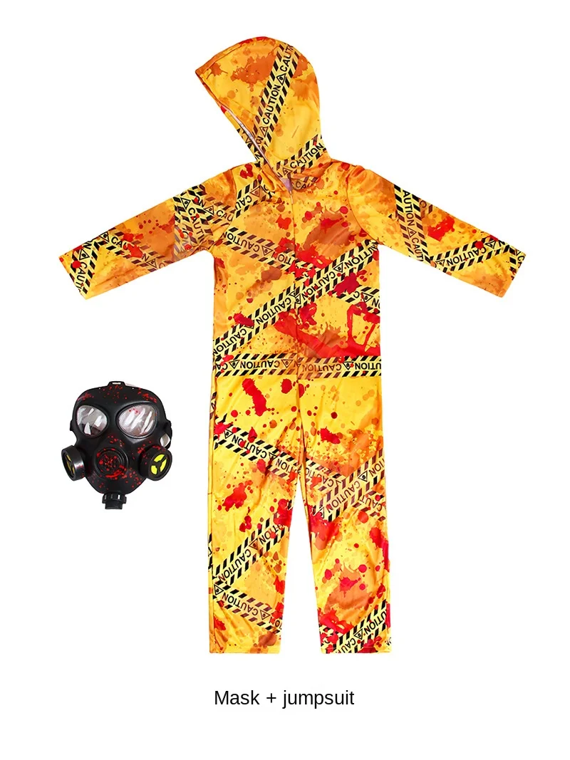 Boy Quarantine Protection Suit Halloween Costume Girls Stage Performance Biohazard Mask Clothes Biochemical Radiation Jumpsuit - Image 6