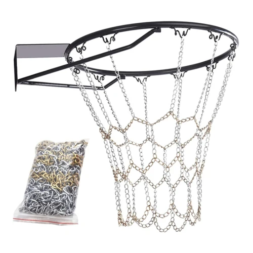 Imagen 1 del producto Red de objetivo de baloncesto duradera, cadena de hierro galvanizado a prueba de óxido, Red de Metal para aro de baloncesto