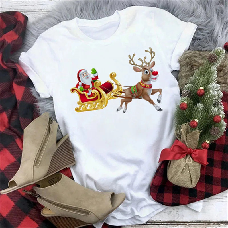 Fashion Fashion Cartoon Santa Claus Design Sense T-shirt Men and Women Short-sleeved New T-shirt Graphic T Shirts  Tops